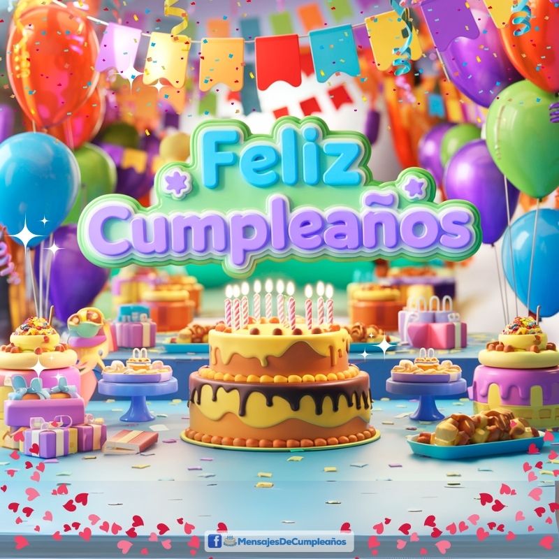 Torta y Globos de Cumpleaños