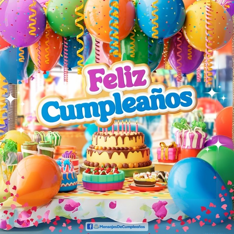 Torta y Globos de Cumpleaños