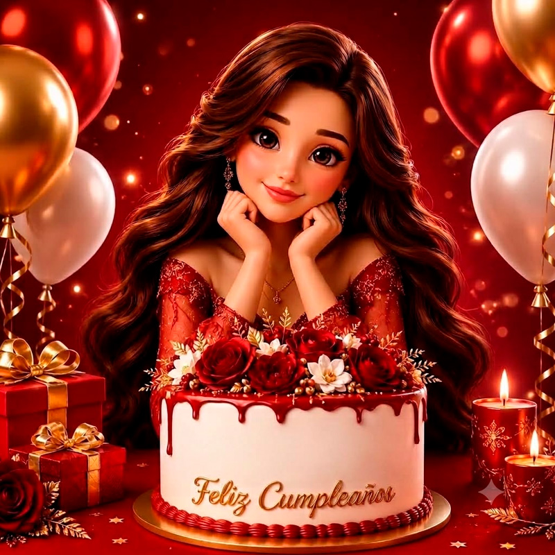 Cumpleaños Muñeca de Rojo