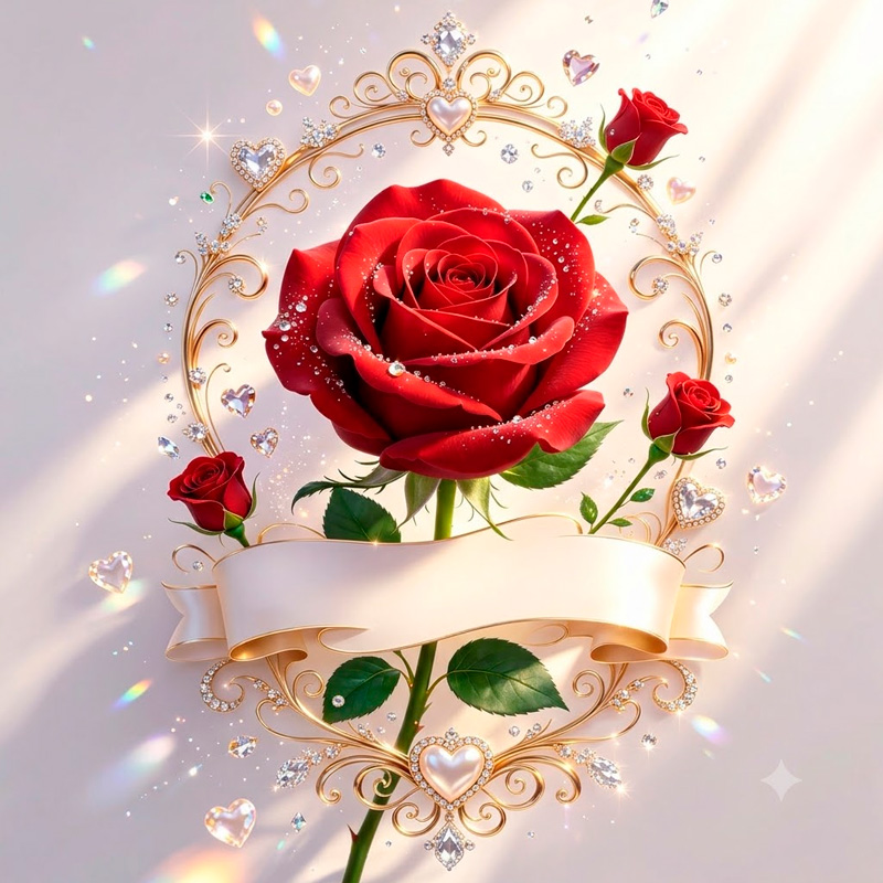 Rosa y Ribon Dorado