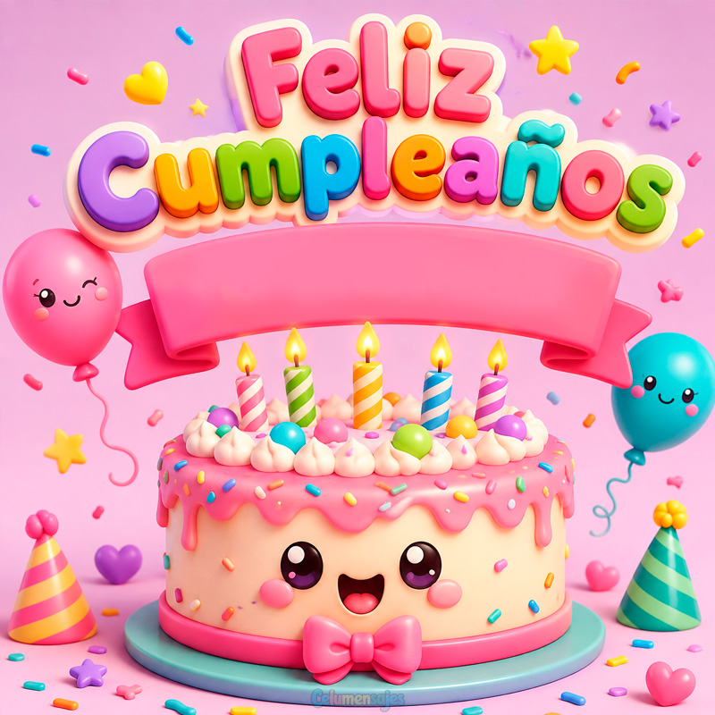 Pastel de Cumpleaños y Globos
