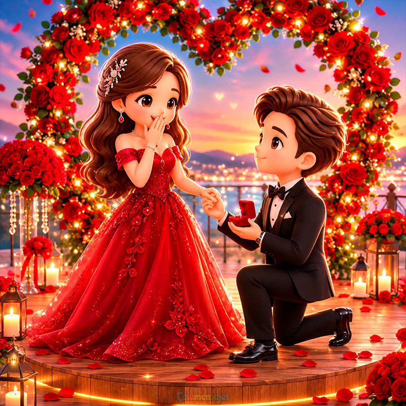 Pareja Romántica entre Rosas