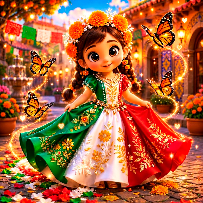 Muñeca Mexicana con Mariposas