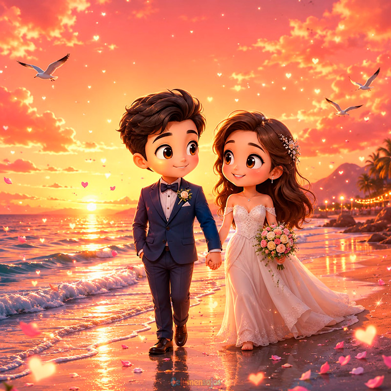 Pareja de Boda en la Playa