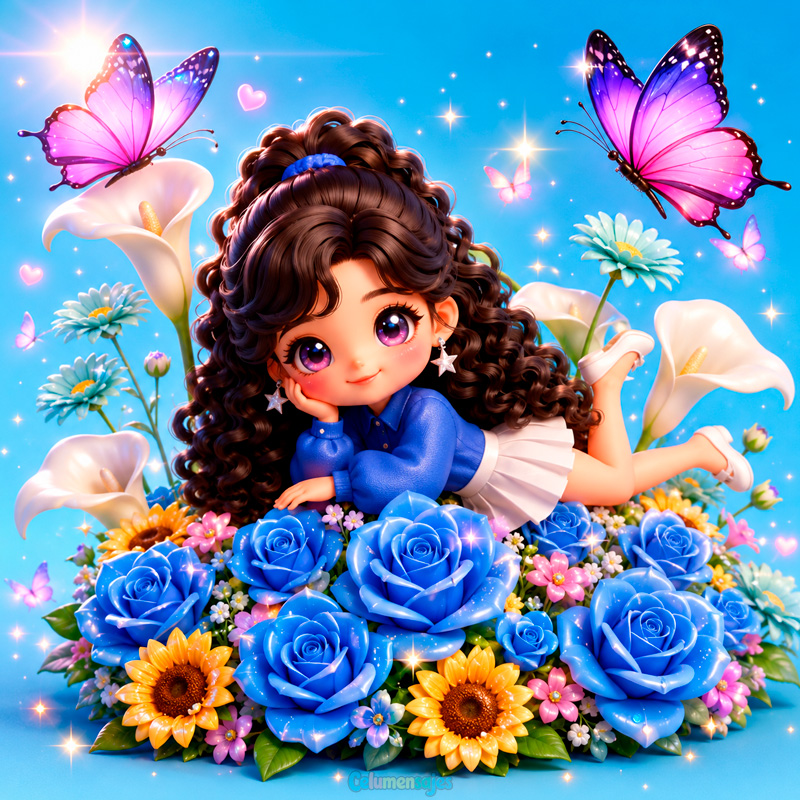 Muñeca entre Rosas y Mariposas