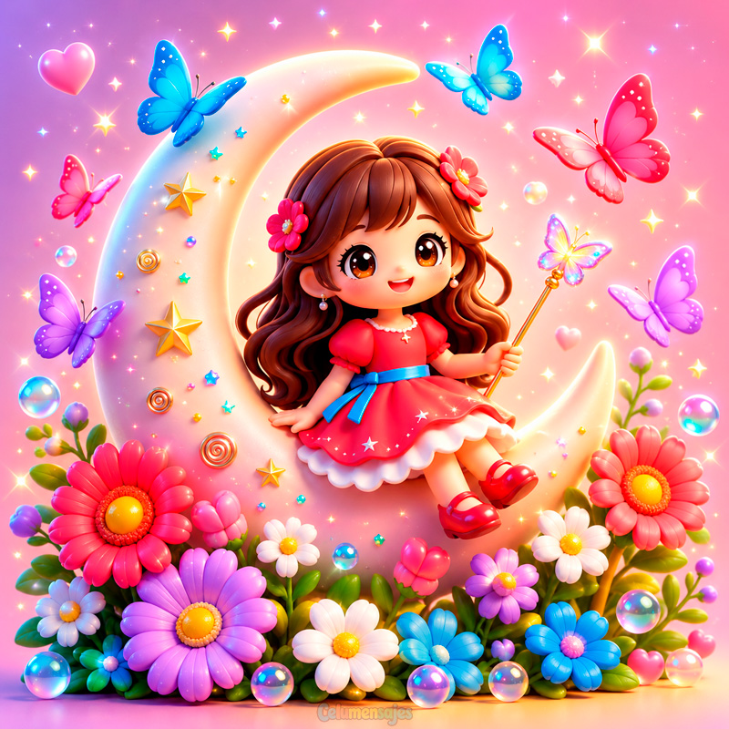 Muñeca en Luna con Mariposas