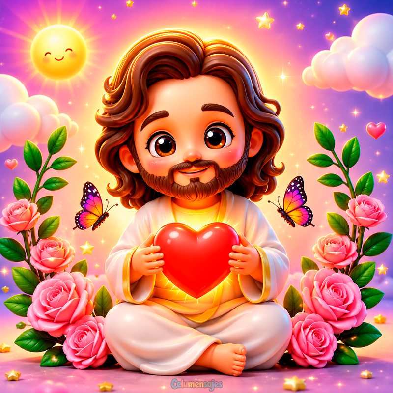 Jesús con Corazón y Rosas