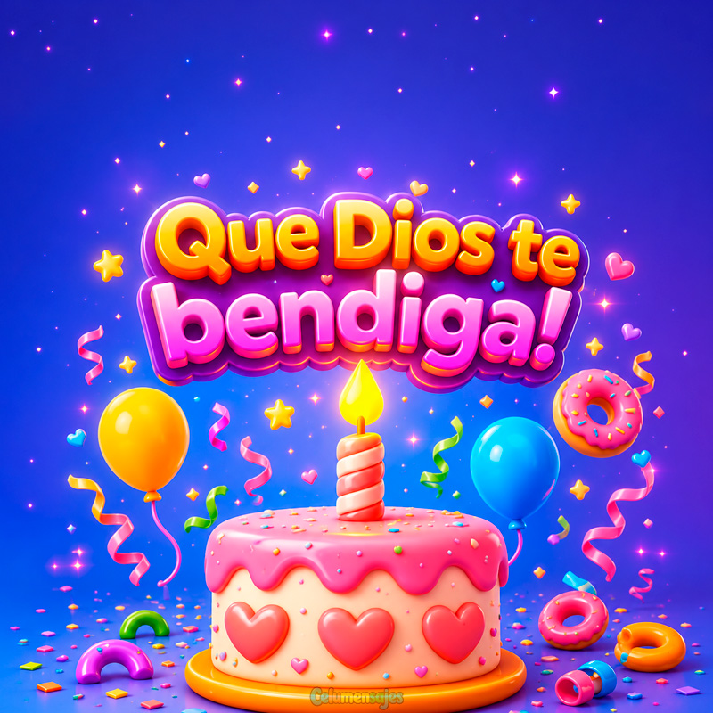 Pastel de Cumpleaños con Bendición de Dios