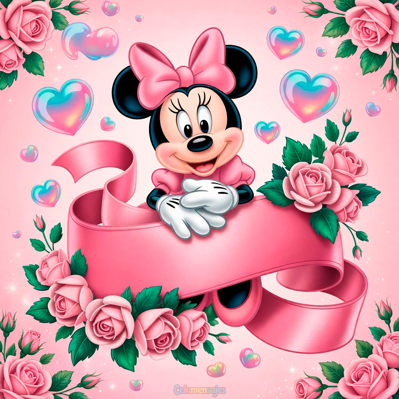 Minnie Mouse con Rosas y Corazones