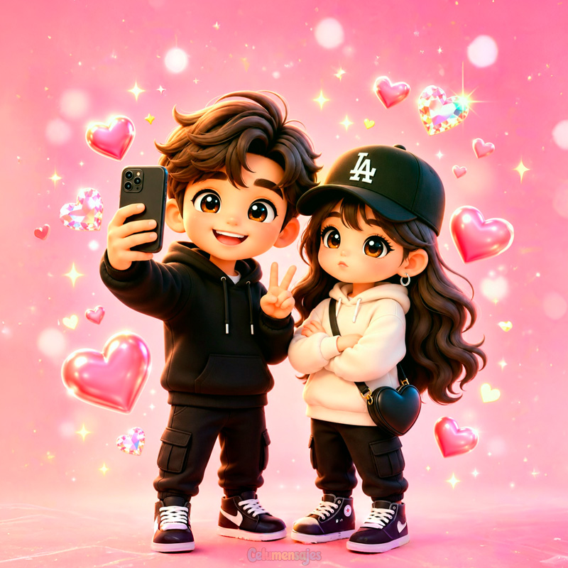 Pareja Juvenil Tomándose una Selfie