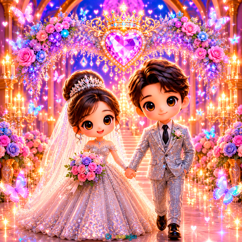 Boda Real de Novios con Destellos y Flores