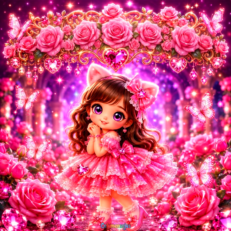 Muñeca Gatita Rosa en Palacio de Flores