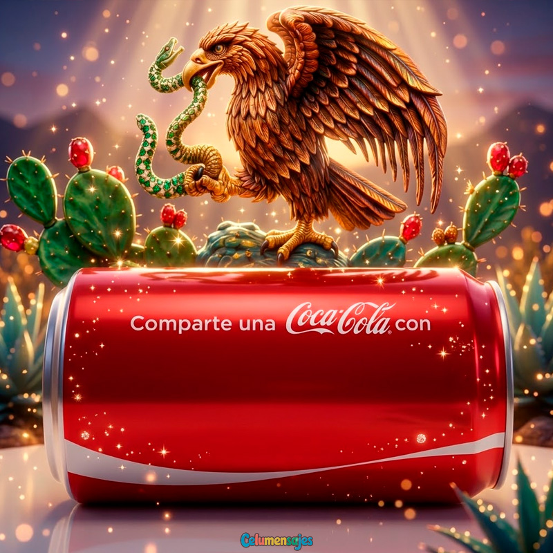 Lata de Refresco con Águila Mexicana y Nopales