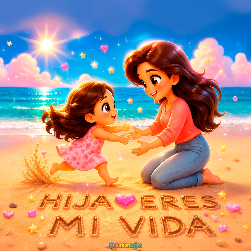 Madre e Hija en la Playa Hija Eres Mi Vida
