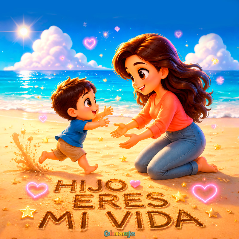 Madre e Hijo en la Playa Hijo Eres Mi Vida