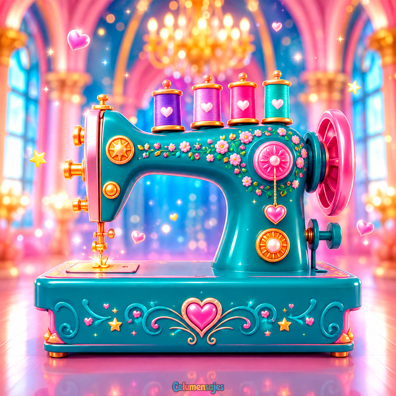 Máquina de Coser Vintage con Hilos de Colores