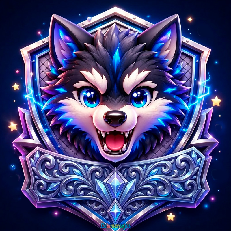 Escudo Gamer de Lobo Eléctrico con Relámpagos