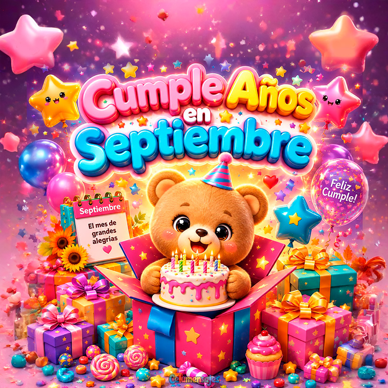 Osito en Caja de Regalo Cumpleaños en Septiembre