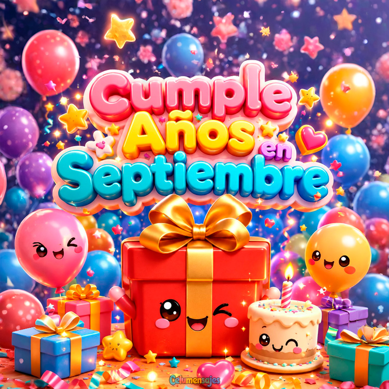 Caja de Regalo Kawaii Cumpleaños en Septiembre con Pastel