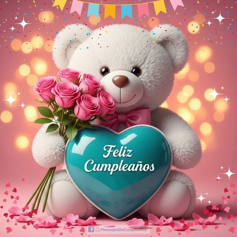 Cumpleaños Oso Teddy y Rosas