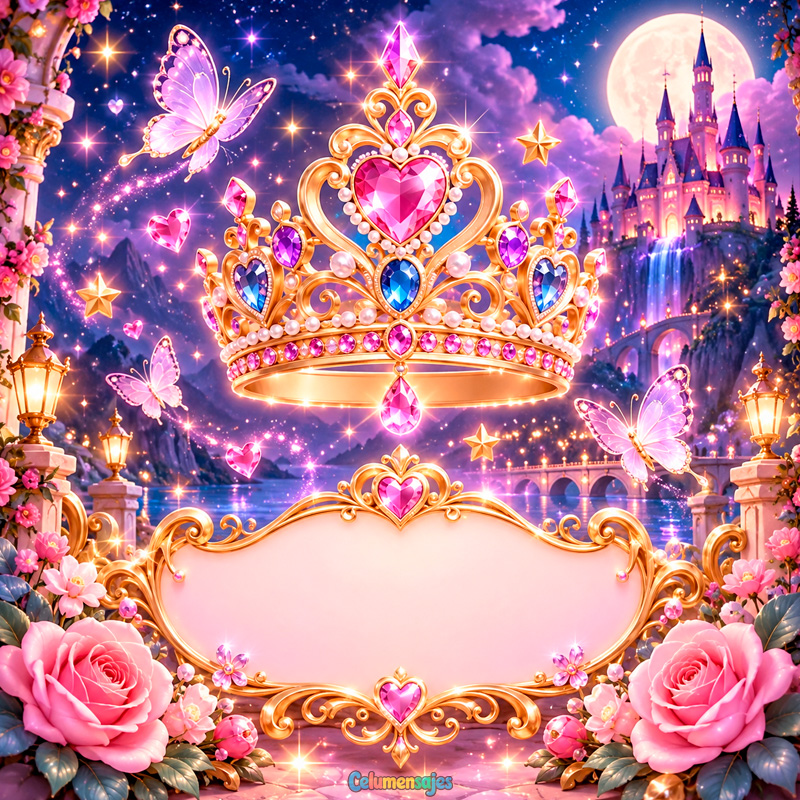 Corona de Princesa Real con Mariposas y Castillo Encantado