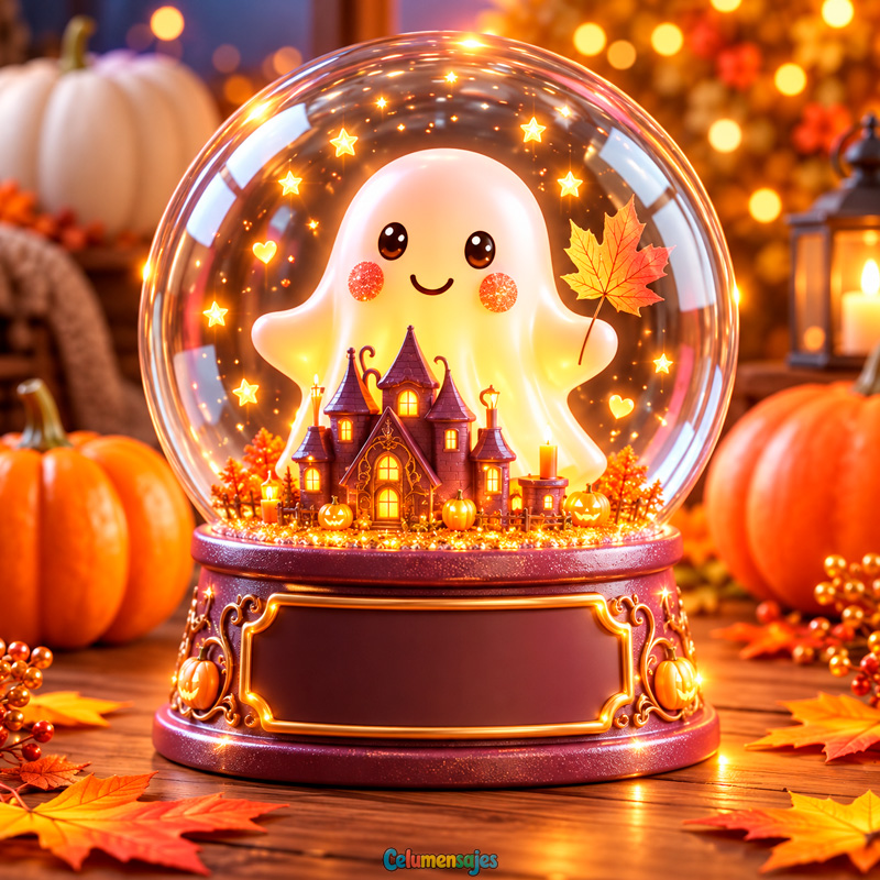 Esfera de Nieve con Fantasmita y Castillo de Halloween