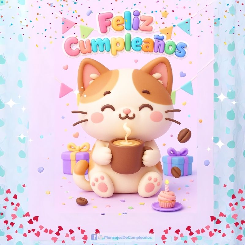 Feliz Cumpleaños Gatito y Café