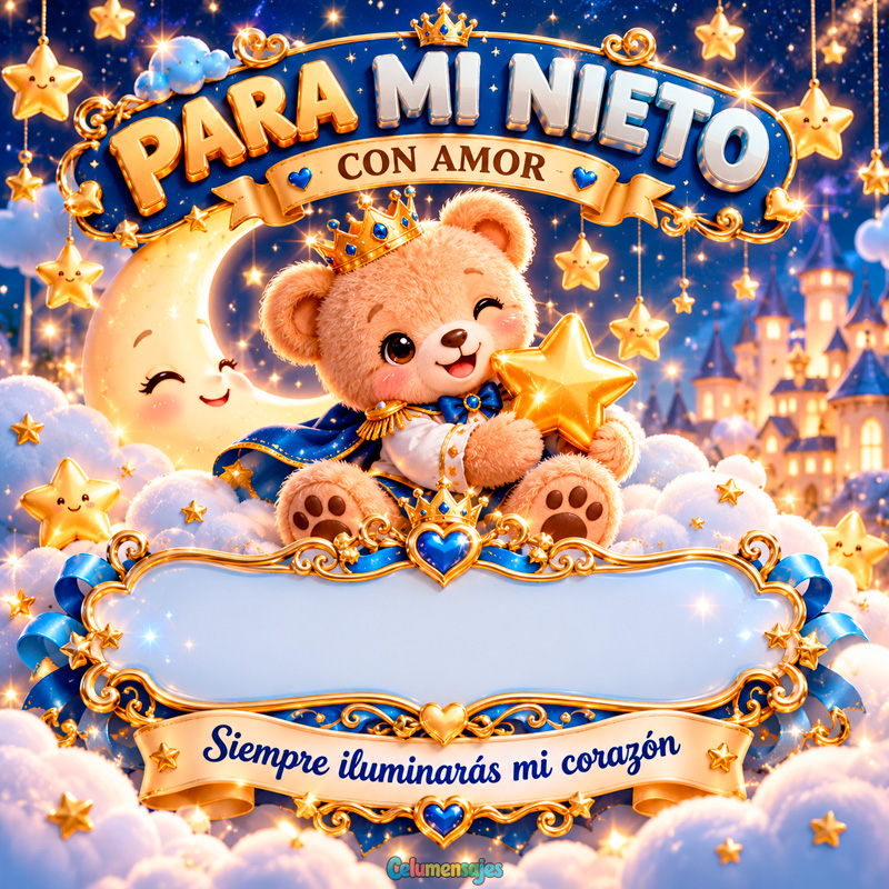 Osito Príncipe en las Nubes Para Mi Nieto con Amor