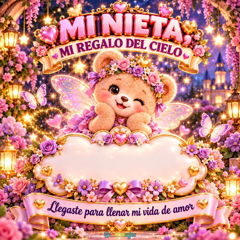 Osita Angelical con Alas Mi Nieta Mi Regalo del Cielo