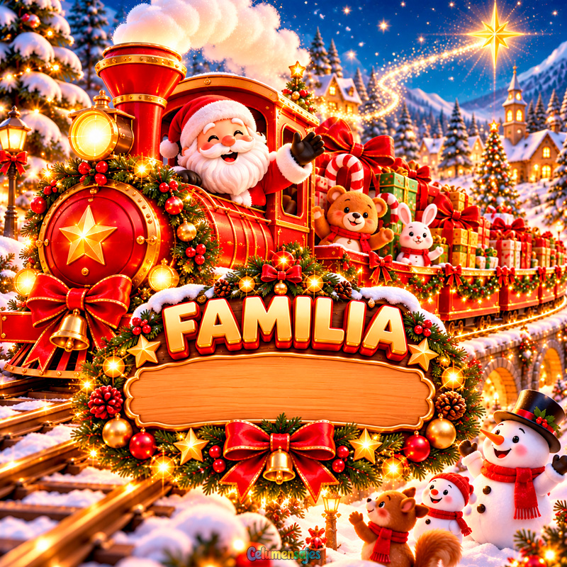 Tren Expreso Navideño de Santa Claus con Regalos Familia