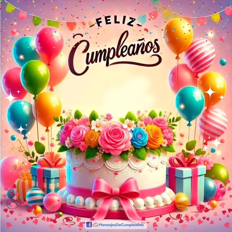 Torta y Globos de Cumpleaños